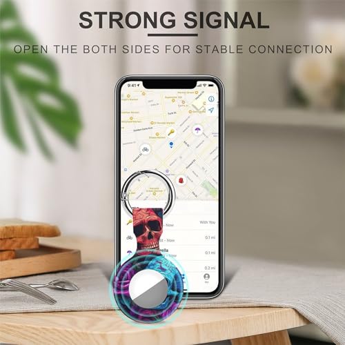 Funda compatible con Airtag a prueba de golpes llavero protector calaveras pack de 4 4