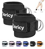2PCS Ankle Straps for Cable Machines Women Men Gym Workout Ankle Strap for Cable Machine Adjustable Leg Straps Cuff Attachment Glute Workouts with Double D-Rings & Neoprene Padding, Black