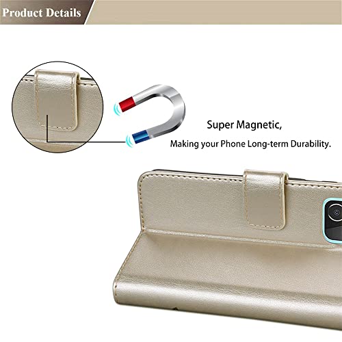 Ccsmall For Xiaomi Redmi Note 11 4G (Not 5G) Wallet Case For Women, Rose Flower Cover With Credit Card Holder Cash Pockets [Wrist Strap] Flip Phone Case For Xiaomi Redmi Note 11 4G Rs Golden #TOP3