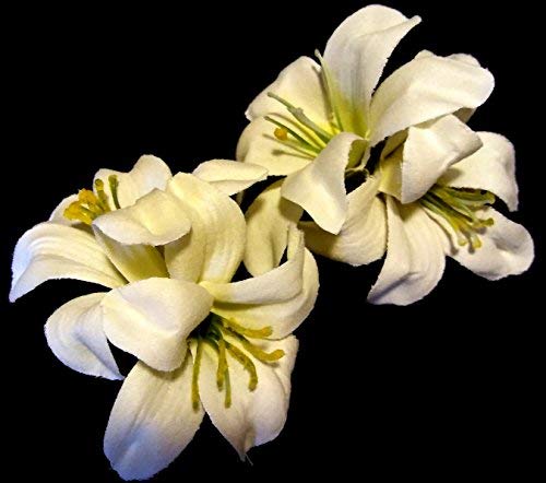 Small Ivory Double Lily Hair Flower Clips - Pair