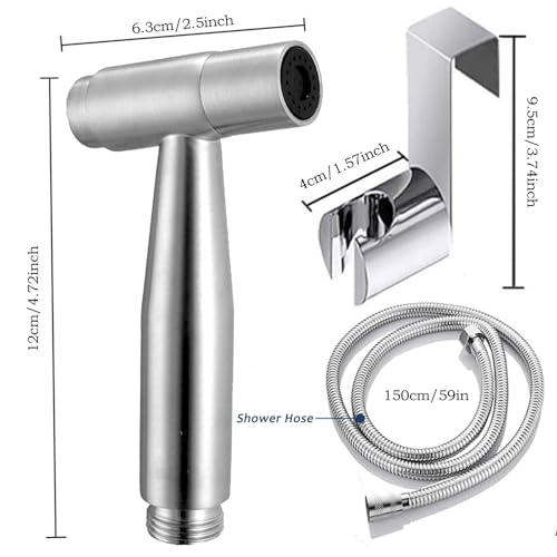 Handbrause für Bidet-Toilette, Badezimmer, mit Federschlauch, Wandhalterungs-Set, Closestool, Hockpfanne, Wasserblume, Bodenreinigungstuch, Windel für Badezimmer-Hygiene mit 150 cm Schlauch
