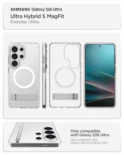 Image of Spigen Ultra Hybrid S MagFit | Samsung Galaxy S26 Ultra Case [Reinforced Kickstand] [Transparent] Galaxy S26 Ultra Back Cover | TPU+PC - Clear White