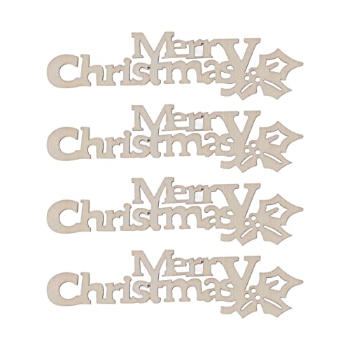 Hztyyier 40Pcs Merry Christmas Wooden Cutouts, Unfinished Wood Merry Christmas Words Slices DIY Crafts Wood Tag for Window Door Party
