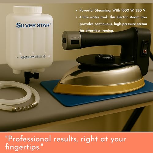Image of Gemsy Silver Star steam 1800W, 220V Industrial Steam with Teflon Shoes Es-300L, 4.0 L Water-Tank (Gold)