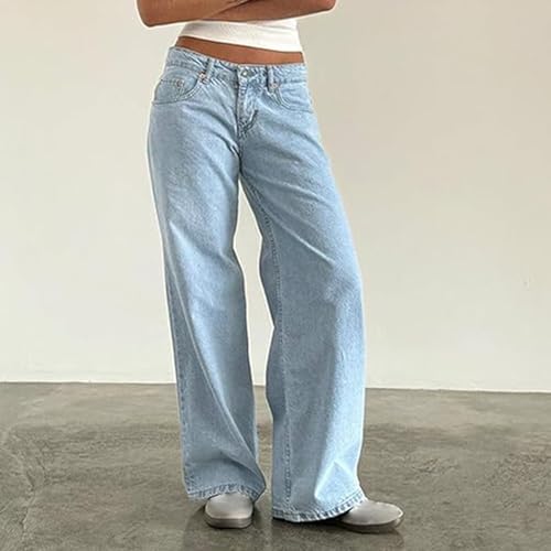Low Rise Jeans for Women 2025 Casual Wide Leg High Waist Baggy Denim Pants Vintage 90s Jeans Y2K Streetwear4