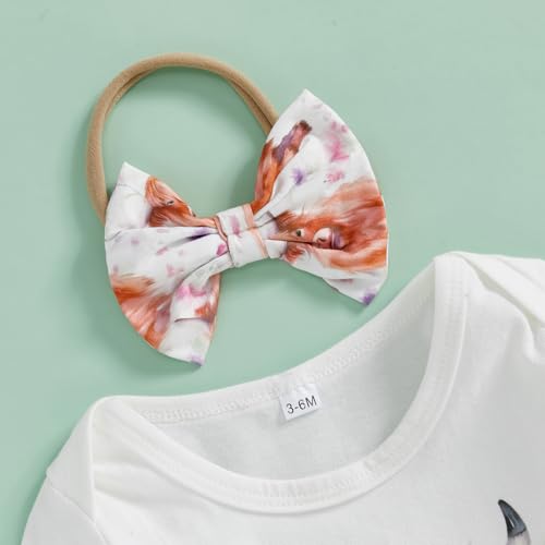 Newborn Western Baby Girl Clothes Highland Cow New To The Herd Romper Pants Set 3Pcs Summer Farm Coming Home Outfit4