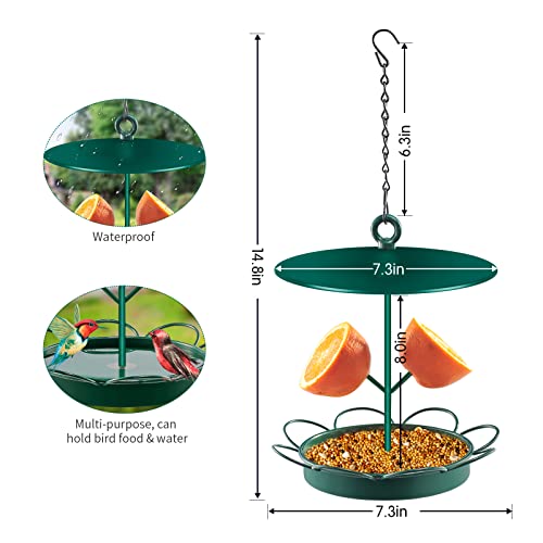 Detachable Hanging Birdbaths, 2 In 1 Bird Feeder Tray, Oriole Bird Feeder For Outdoor Decoration, Metal Hanging Bird Baths For Small Birds, Cardinals, Finches (Sunflower Shape With Fruit Holder) #TOP5