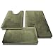 Clara Clark 3 Piece Bathroom Rugs Bath Mat Set, Velvet Memory Foam Bath Mats for Bathroom - Non-Slip, PVC Backing Bath Rugs, Washable - Dries Quickly, Green