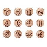 木綿細工 ウッドビーズ 12星座 60個 レーザー加工 アクセサリーパーツ DIY 手芸用品 20mm
