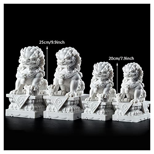 Fu Dogs White Marble Lion Statues Home Decorattract Wealth Lion Statue Outdoor,Pair Of Feng Shui Stone Guardian Lions, Beijing Foo Dog Statue Chinese Feng Shui Decoration,White,Big #TOP6