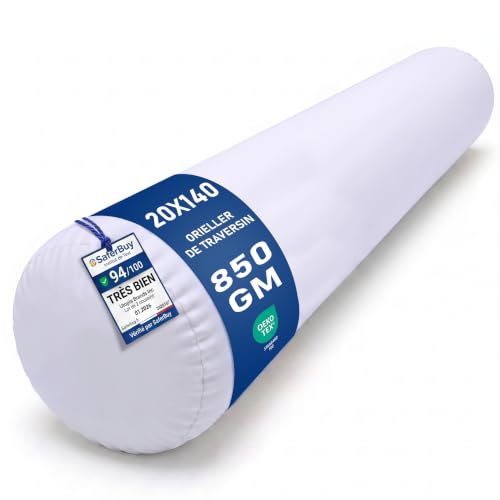 Utopia Bedding Coussin de Voyage Rond, Orieller de Traversin, Coussin décoratif (1, Blanc, 20x140 cm)