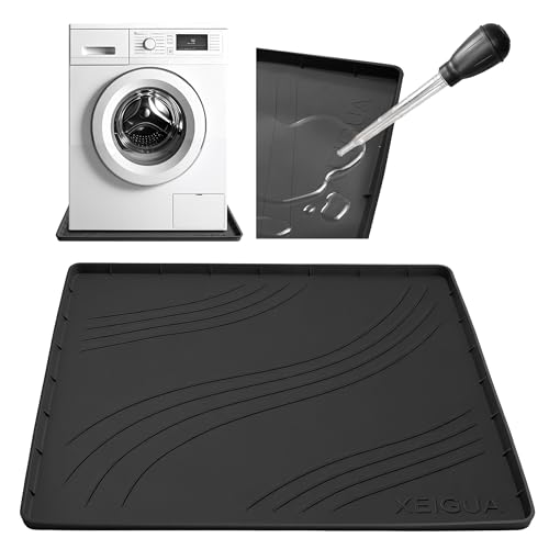 Washing Machine Pan Drain Pan Large 3330/4 LBS Silicone Drain Pan Waterproof Non-Slip Drip Tray with Raised Edge Anti-Vibration Floor Leak Protector for Washer Dryer and Laundry Room
