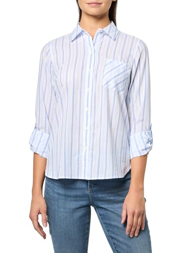 Image of Nautica Women's Button Front Long Sleeve Roll Tab Shirt
