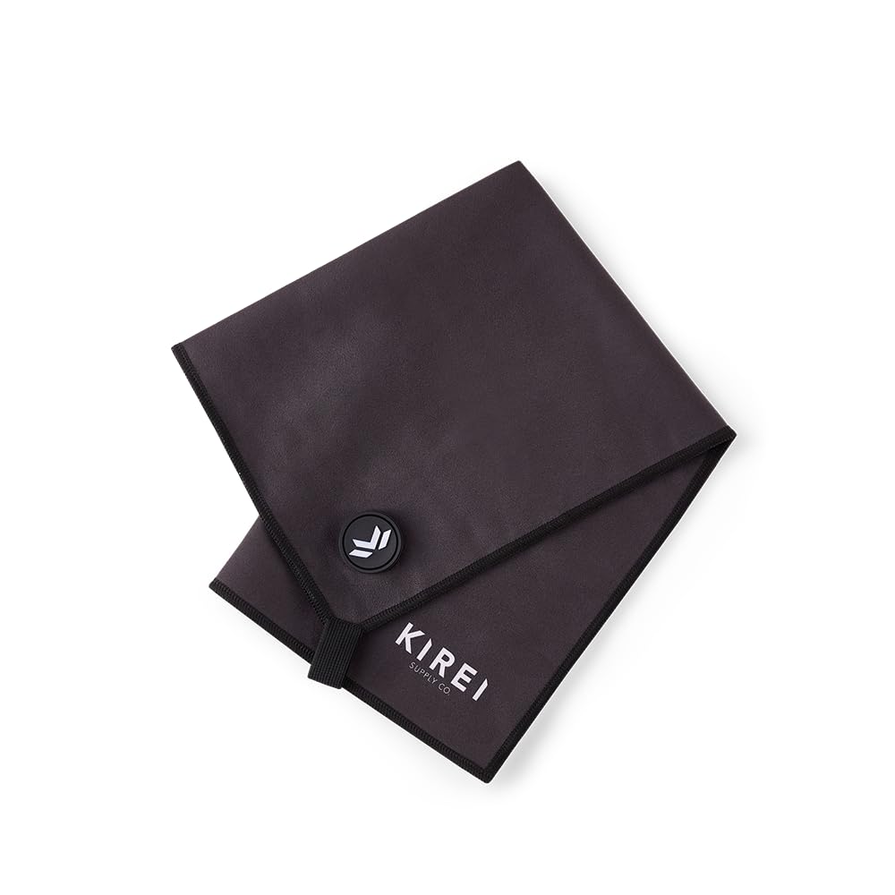 Kirei Magnetic, Microfiber Quick Dry Towel, Silver ION Odorless, Fast Drying and Compact. Designed for Gym, Fitness, Yoga, Backpacking, Camping, Sports and Activities (Charcoal)
