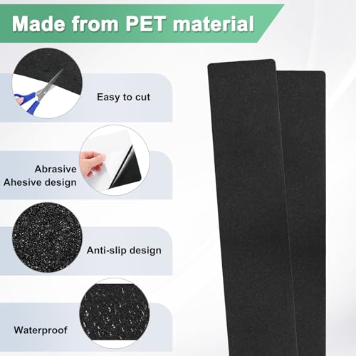 Image of M METERXITY 15-Pack Anti Slip Traction Tape 30 inch x 8 inch Best Grip Tape Grit Outdoor Non-Skid Tape High Traction Friction Abrasive Adhesive for Indoor /Outdoor Stairs Step [Black]