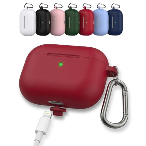 Case Compatível com AirPods Pro 3 (2025) – Carregamento Sem Fio Sem Remover a Capa, Proteção Dupla Contra Quedas e Mosquetão Incluso (Vermelho)