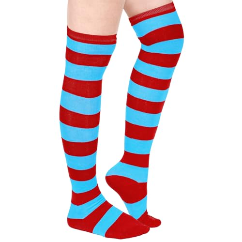 Chaussettes au-dessus du genou Geyoga collants rayés pour déguisement femme et fille