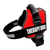 Albcorp Reflective Therapy Dog Vest Harness with 2 Removable Patches, Adjustable Woven Nylon, for Therapy Visits and Volunteer Programs, Red, Large
