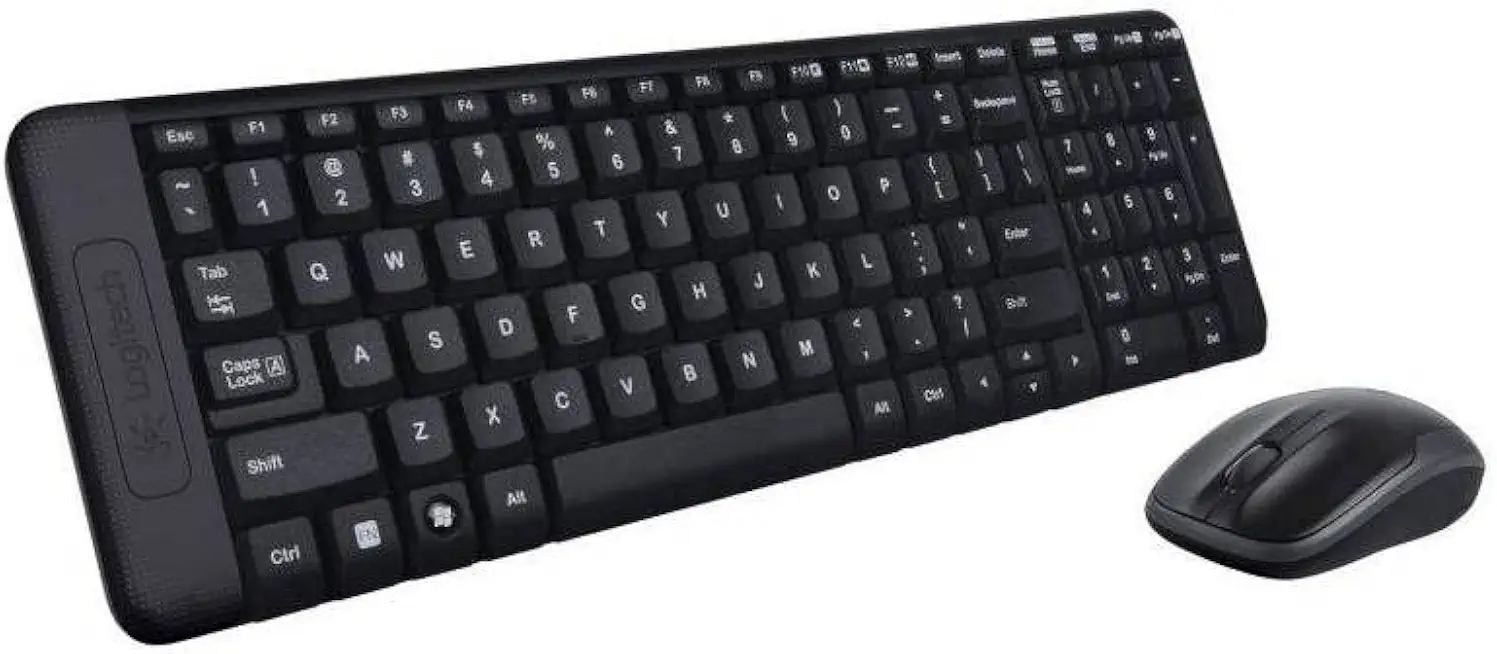 Logitech MK220 Kompaktes, Kabelloses Set mit Tastatur und Maus für Windows, Spanisches QWERTY-Layout - Schwarz