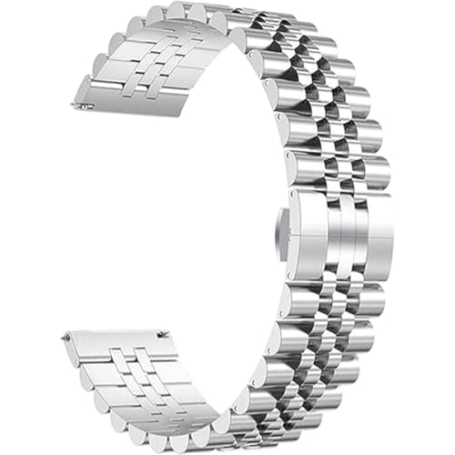 Image of Stainless Steel Jubilee Watch Strap - Silver Metal Replacement Bracelet with Butterfly Push Button Clasp | Adjustable Links | Premium Finish