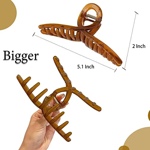 Image of Bakefy- Hair Claw Clips Large Butterfly hair clutcher for women claw clips Hair Clips for Women Big Claw Clips Jelly Hair Clip for Girls Hair Accessories for Long Thick Hair 4 Color