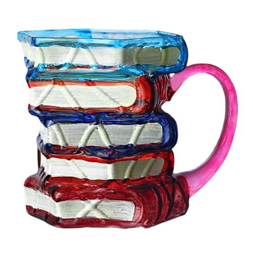 Generico Caffè Libro - Caffè Decorata con Libri da Biblioteca | Portabevande Colorato Per Donne Uomini Amanti Della Lettura Amici