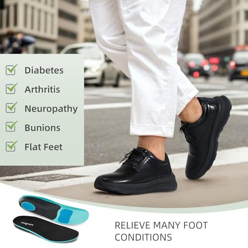 Image of OrthoComfoot Men's Orthopedic Leather Dress Walking Shoes: Comfortable Arch Support Business Work Oxfords for Plantar Fasciitis, Orthotic Casual Thick Sole Sneakers for Foot and Heel Pain Relief