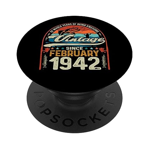 Retro 82 Cumpleaños Febrero 1942 82 Años Amantes de la pesca PopSockets PopGrip Intercambiable