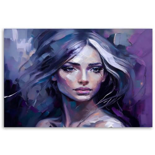 Retrato abstracto en lienzo de mujer para decoración de interiores moderna en casa