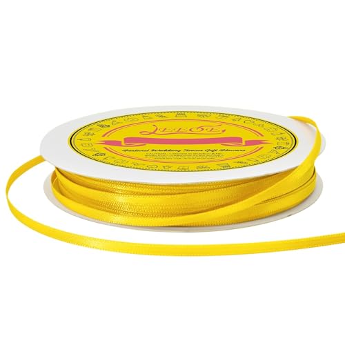 Image of Double Face Maize Yellow Thin Satin Ribbon 1 /8 inch X 100 Yards Polyester Maize Yellow Ribbon for Gift Wrapping Very Suitable for Weddings Party Hair Bow Invitation Decorations and More