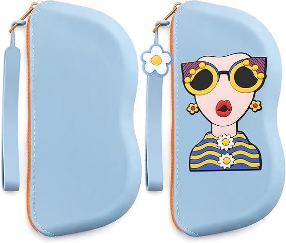 deoxys Portable Waterproofs Glasses Case Coin Purse Cosmetic Bags Silicone Glasses Bag with Hanging Handle Small Items Bag Small Items Bags, (SKY)-picture-30