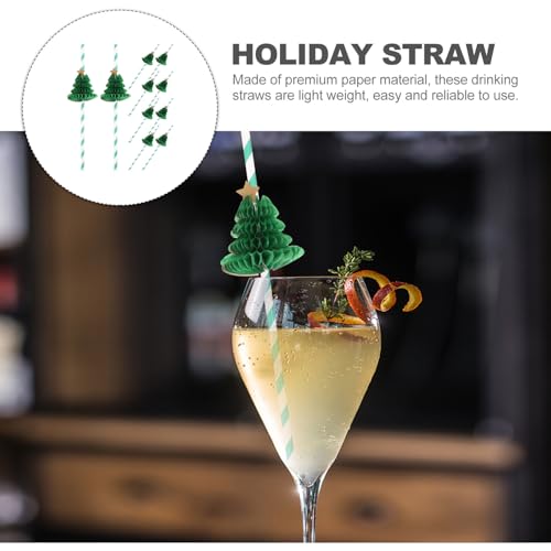 Pitillos de papel navideños Lurrose 10 piezas verde miniatura 6