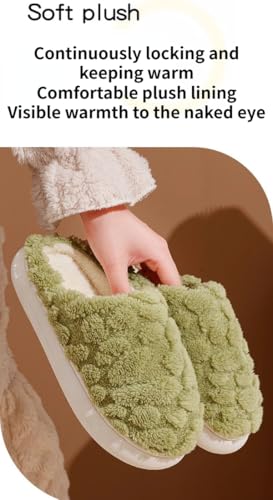 Women Slippers Solid Color Fuzzy Slippers Soft Plush Winter Thick-soled Anti-skid Warm-keep House Shoes Cotton Slippers4