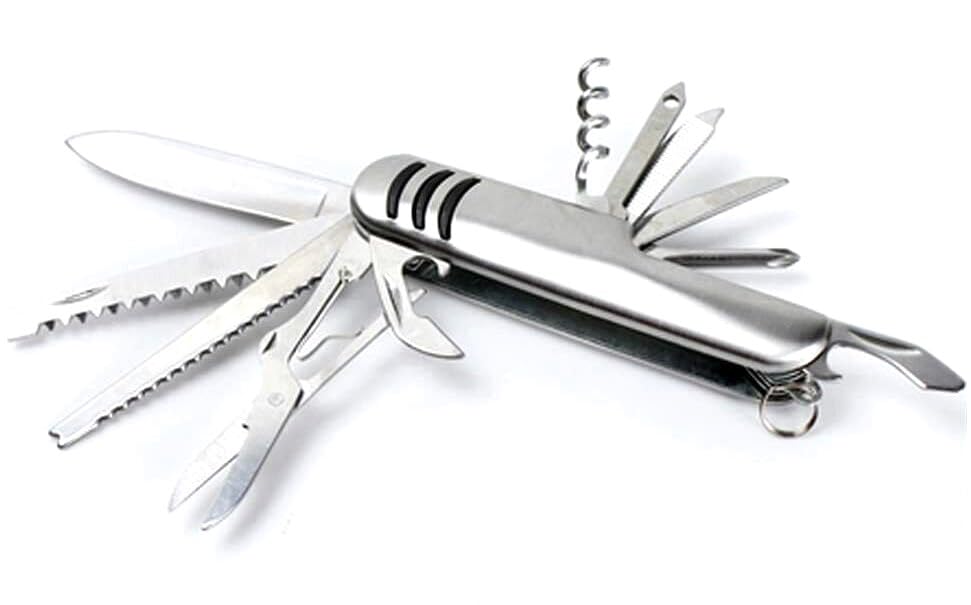 Stainless Steel for Swiss Army Style Multifunctional Pocket Folding Knife with small key ring for Emergency-pocket knife, mini multitool, key chain multi tool, multipurpose tool (11 in 1 Multi Tools)