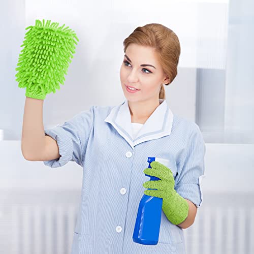Potchen 2 Pairs Microfiber Dusting Mitt Gloves With 1 Pair Microfiber Dusting Mitt Washable Dusting Gloves For Plant Cars House Cleaning(Navy Blue, Green), 4 Piece Set #TOP3