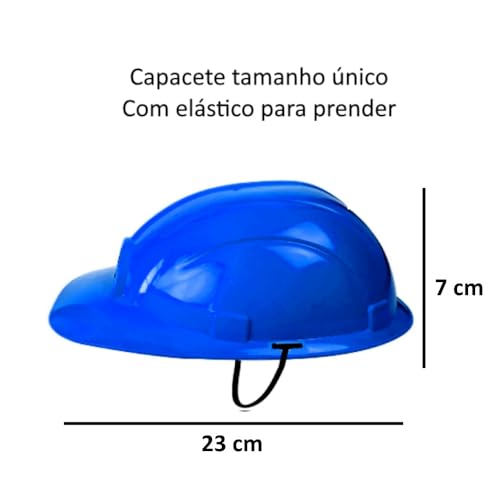 Kit 2 Chapéus Construção Capacete Festa a Fantasia Infantil e Adulto Azul