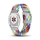 Hobkro Personalized Braided Nylon Elastic Medical ID Alert Bracelets Emergency Stainless Steel ID Bracelets for Women Free Engravin