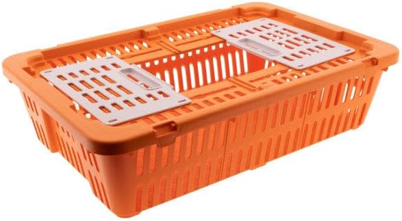Transport Coop for Quail & Pigeon – Orange – Durable Plastic Poultry Carrier with Secure Locking Lid & Ventilation – Lightweight, Stackable, Easy-Clean Crate for Safe Bird Transport