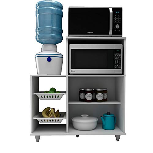 Armário Multiuso com Fruteira e Nicho Micro-ondas 2 Portas Munique Branco/Preto - Mpozenato