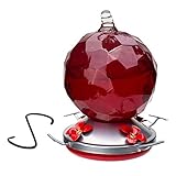 Best Home Products Hummingbird Feeder, Blown Glass, Candy Apple, 24 ounces