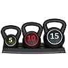 Saicool-3-Piece-Kettlebell-Set-with-Storage-Rack-Wide-Grip-Strength-Training-kettlebells-5-lbs-10-lbs-15-lbs-Exercise-Fitness-Concrete-Weight-Full-Body-HIIT-Workout Saicool 3-Piece Kettlebell Set with Storage Rack, Wide Grip Strength Training kettlebells, 5 lbs 10 lbs 15 lbs, Exercise Fitness Concrete Weight, Full Body HIIT Workout