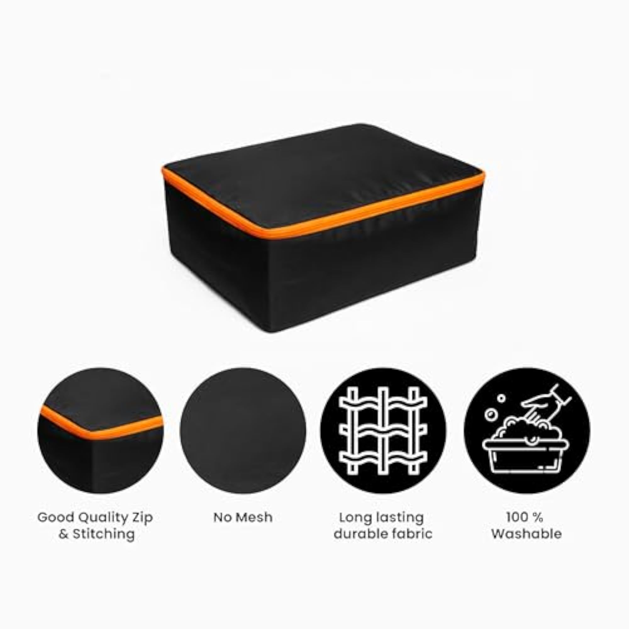 Travel Packing Cubes, Black Fabric Organizer Pouch Set of 4