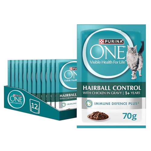 Purina One Adult Cat Food with Hairball Control Chicken Pouch (70g x 12)