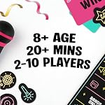 Lucky Egg Exciting Grab The Mic (English Version) - The Family Karaoke Game 8+ Year Olds, 2-10 Players - Board Game for Bad Singers - 250 Lyrics (125 Cards) for Fun Hilarious Games Night, Parties