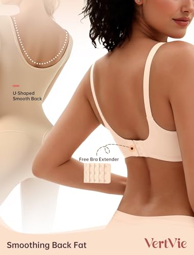 Vertvie Womens Wireless Jelly Bras No Underwire Push Up Seamless Bra Supportive Full Coverage Bralette Regular and Plus Size(Nude,XX-Large Plus) - Image 4