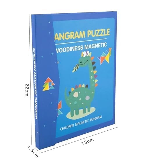 Cojuz Wooden Tangram Puzzle Book IQ Game Travel Toy for Kids 3+ 3