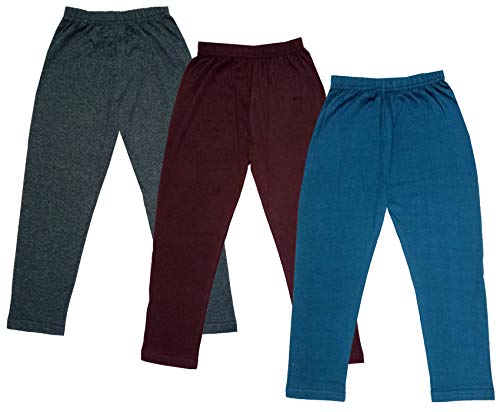 Image of IndiWeaves Girls Super Soft Cotton Solid Capri Pants (Blue, Brown, Grey,) Pack of 3