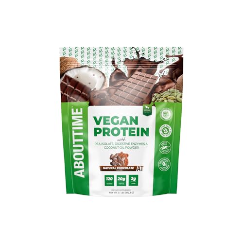 About Time Vegan Protein Powder 20g Chocolate, Natural Ingredients, Non-GMO, Plant Based, Gluten Free, Soy Free, Dairy Free, 32 Servings