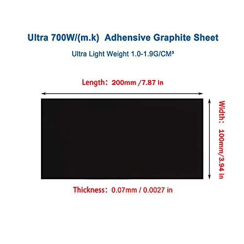 Image of 1 Pack Pure Graphite Thermal Pad 200x100x0.07mm Horizontal 700W /(m⋅K) Conductivity, Adhensive Thermal Flexible Graphite Sheet for PC Mobile LED Graphic Card CPU LCD TV Cooling