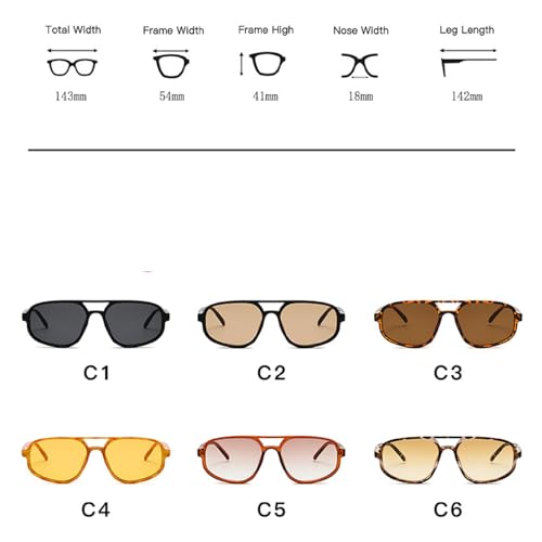 Retro Double Bridge Sunglasses Men's Fashion Simple Square Women Pilot Sun Glasses Trending Shades UV4004